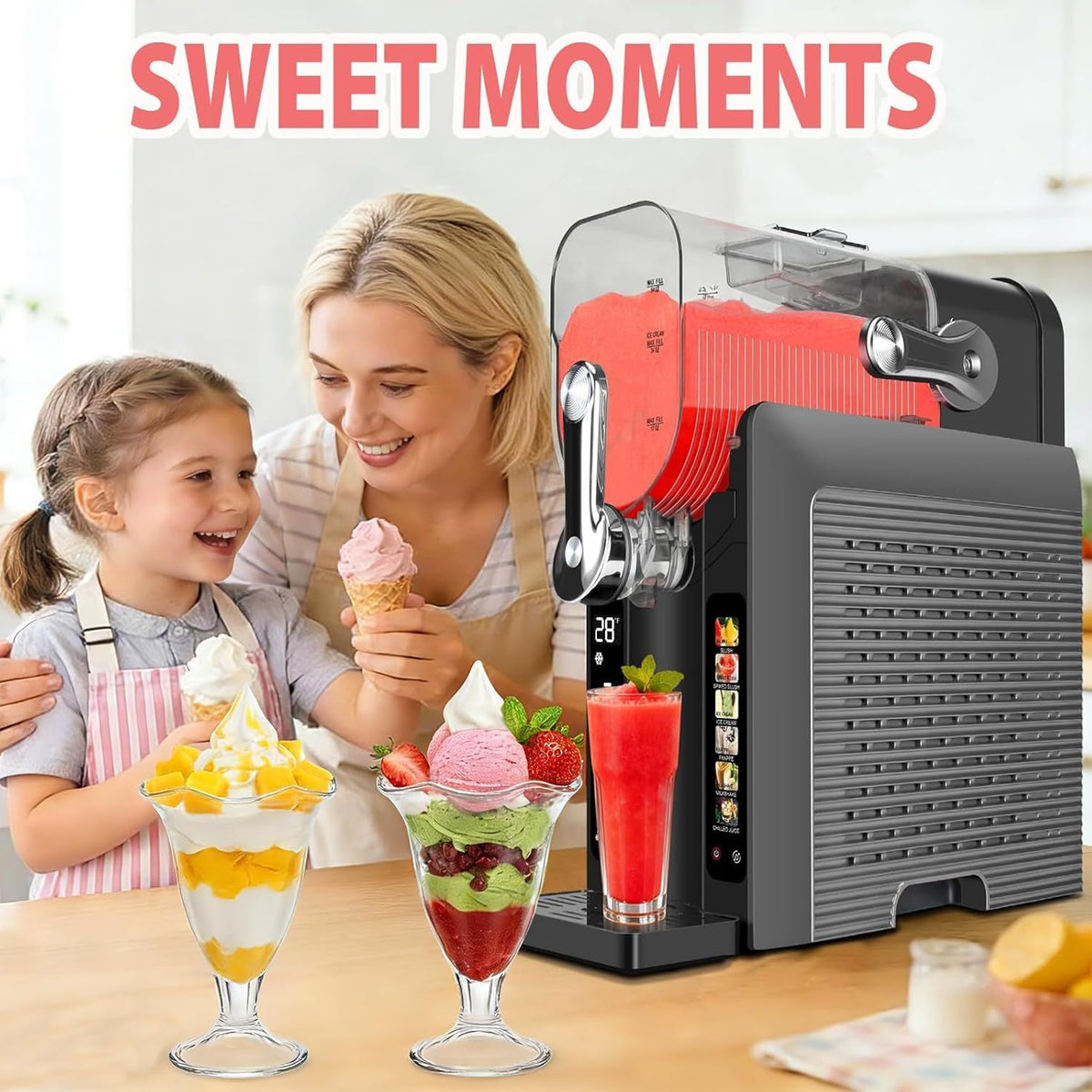 88oz Frozen Drink & Soft Serve Machine | 6 Presets | No Ice Needed Slushie Maker